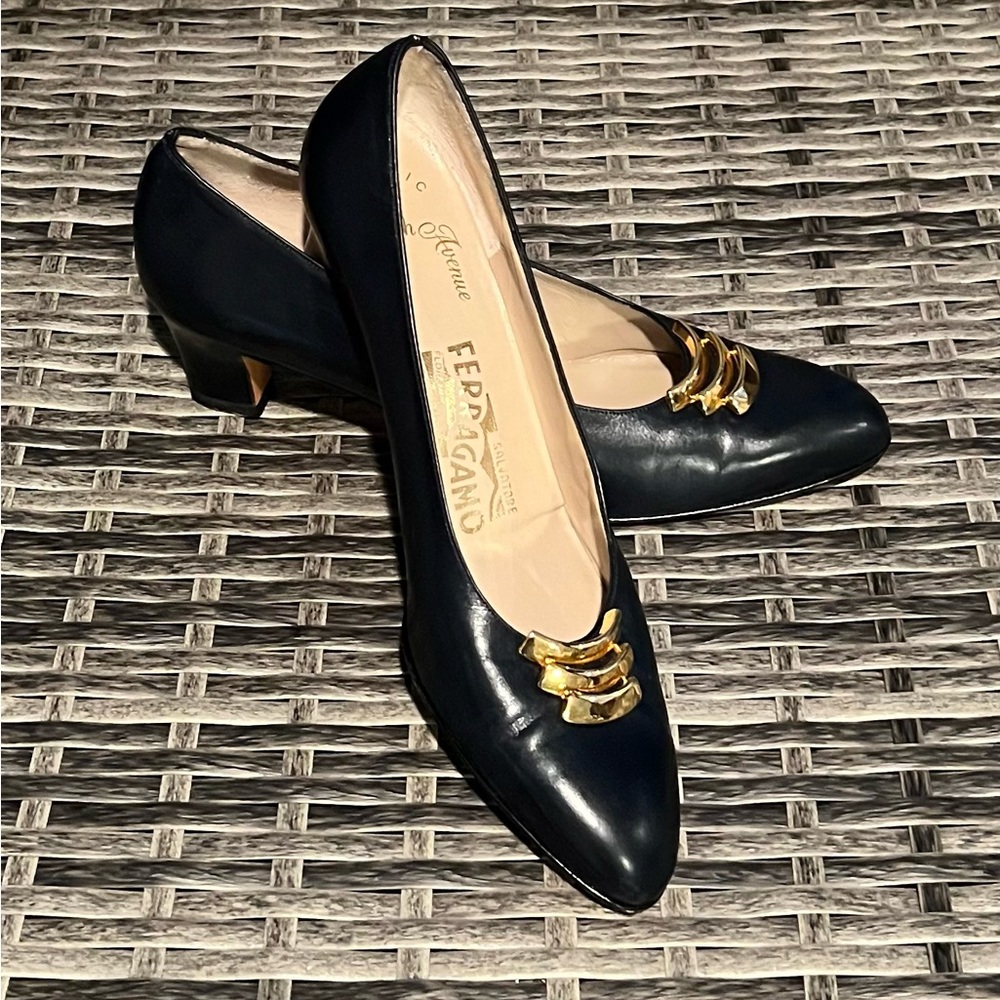 Salvatore Ferragamo Navy Blue Heels